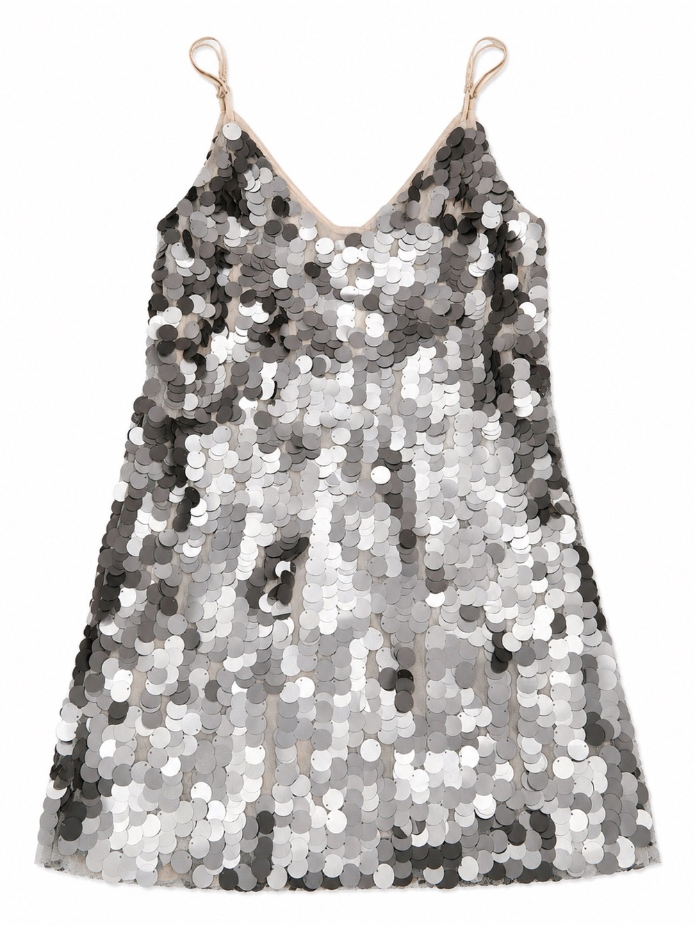 Sequin Slip Dress in Silver